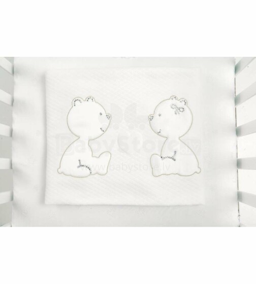 Baby Expert Blanket Cuore di Mamma White Art.100776 Laste peene kattega tikk ja aplikatsioon 110x130 sm