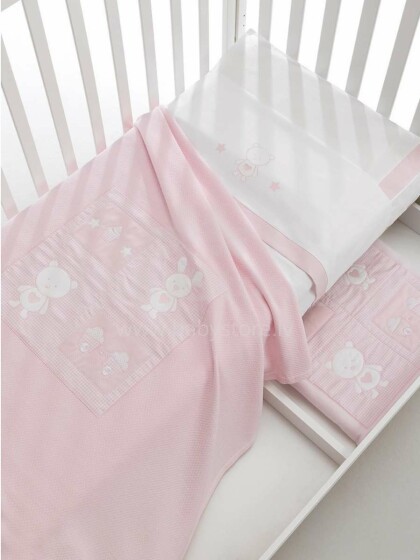 Erbesi Blanket Candy Pink Art.100847 Laste peene kattega tikk ja aplikatsioon 110x130 sm