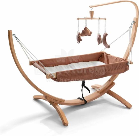 Hammock with Wooden Frame Art.101082 Beige  Laste võrkkiik puitraamiga - ergonoomiline ripplamamistool 66 x 150 cm lastele vanuses 3-5 aastat