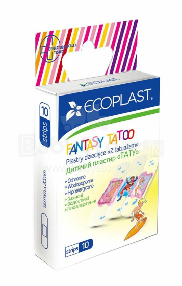 Ecoplast Fantasy Tattoo Art.0096402 прозрачные пластыри для детей , 10 шт.