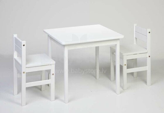 Troll  Art.KRG-CH0003 White  Комплект мебели из массива берёзы ( стол + 2 стула)