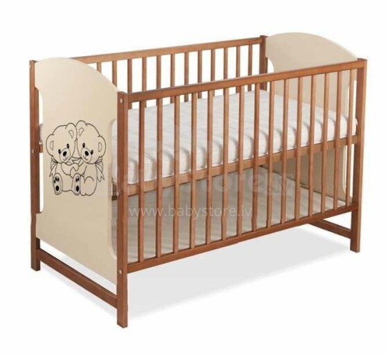 BoboBaby Miki Bears Art.22934 Walnut  104 деткая кроватка для малышей  120х60см (без ящика)