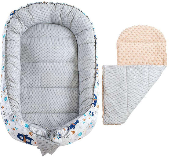 Minky Cotton Babynest Set Art.106037 Forest 90x50 cm