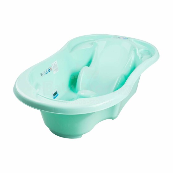 TegaBaby Bath Comfort 2in1 Art.TG-011-105 light green Aнатoмичecкая детская ванночка со сливом и термометром