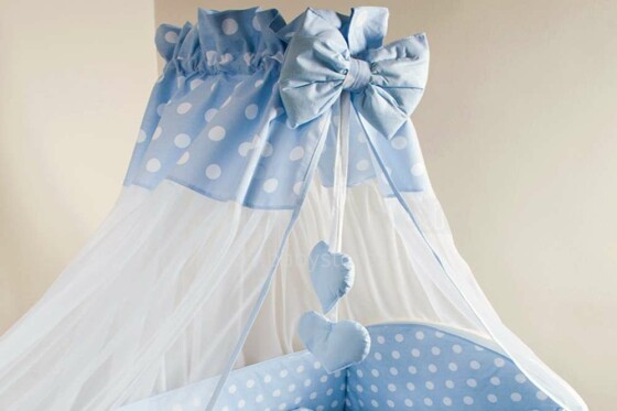 Ankras Kropki  Art.GRO000029 Blue  Тюлевый балдахин для детской кроватки с москитной сеткой 400х170 см