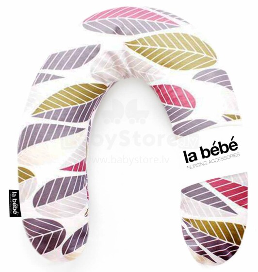 La Bebe™ Rich Cotton Nursing Maternity Pillow Memory Foam Art.113032 Grey Foliage Imetamis, magamispadi