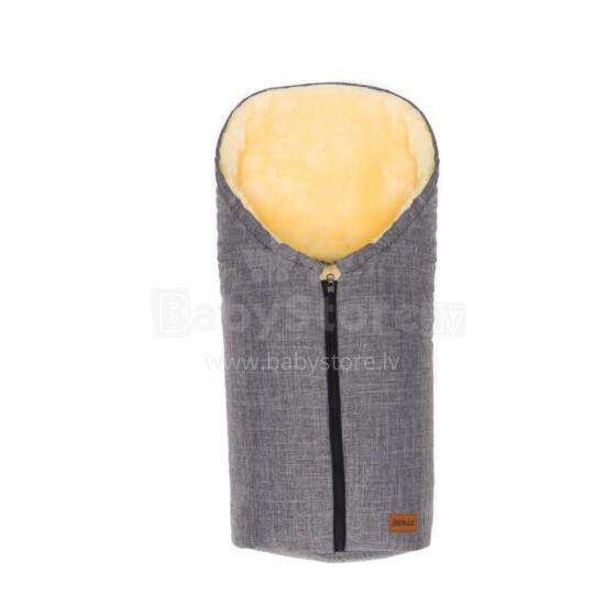 Fillikid Lambskin Footmuff Elbrus Art.94100-17 Grey Melange Magamiskott naturaalsest lambanahast jalutuskäru jaoks 80 x 45 cm