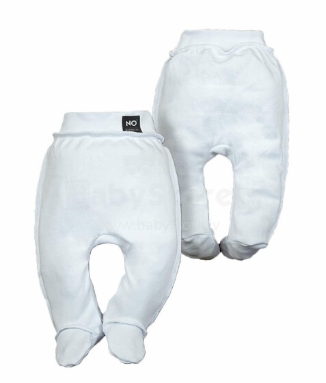 La Bebe™ NO Baby Pants Art.117712 White  Детские штанишки с широким поясом и закрытыми пяточками из чистого хлопка