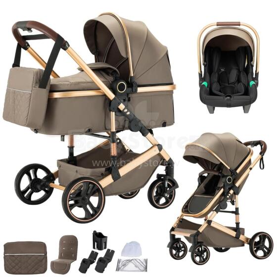 Kidsworld Bebby 3 in 1 Art.H-9 Brown Universaalne 3-ühes jalutuskäru