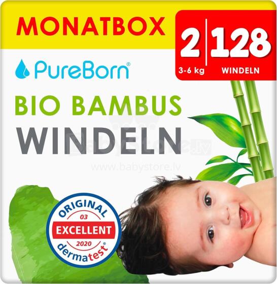 Pureborn Single 2 Organic Bamboo Art.121309 [64pc] Ökoloogilised aluspükste mähkmed