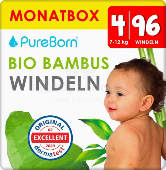 Pureborn Organic Bamboo Art.121313 Ökoloogilised aluspükste mähkmed