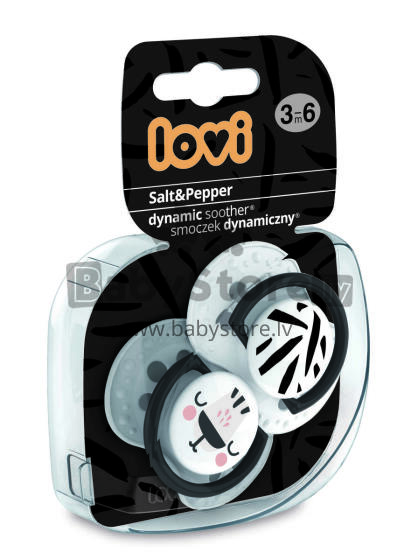 LOVI silicone dynamic soother Salt&Pepper 3-6m, 2 pcs, 22/878