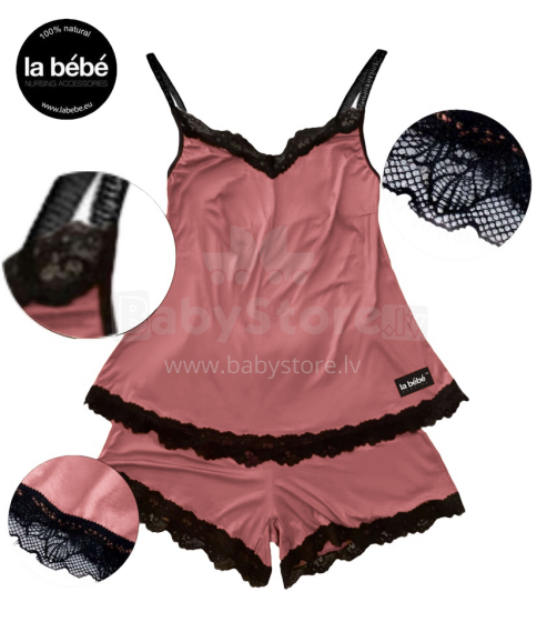 La bebe™ Maternity Cotton Art.138294 Coral Red Pijamas for pregnant.
