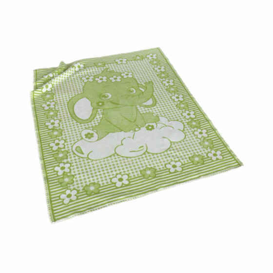 Kids Blanket Cotton  Art.G00011 Green Elephant
