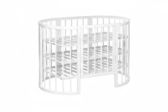 La Bebe™ Bed Kotto Olin 9 in 1 Art.141419 White Multifunktsionaalne puidust 9-ühes transformeeriv võrevoodi