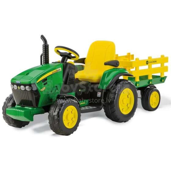 Peg Perego John Deere Ground Force 12V Art. IGOR0047 Детский электро трактор с прицепом