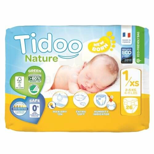 Tidoo Nature Newborn Art.142566 Ökoloogilised mähkmed 2-5 kg 26 tk.