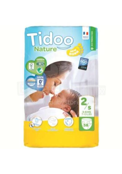 Tidoo Nature Newborn Art.142567 Ökoloogilised mähkmed S suurus 3-6 kg, 58 tk.