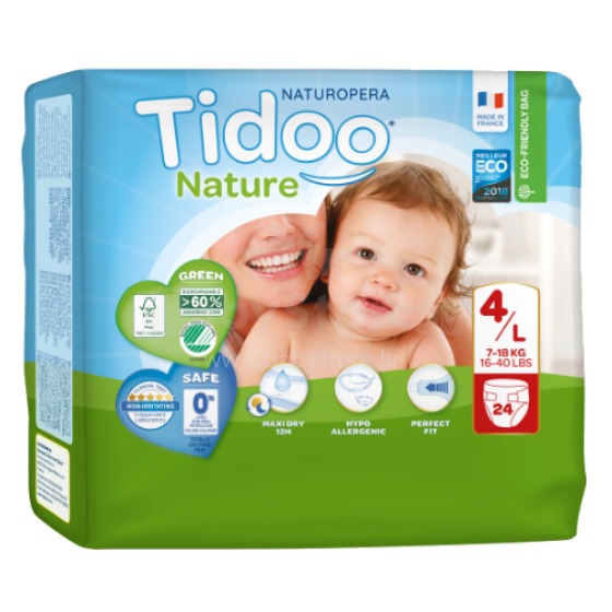 Tidoo Nature Art.142569 Ökoloogilised mähkmed L suurus 7-18kg, 24 tk