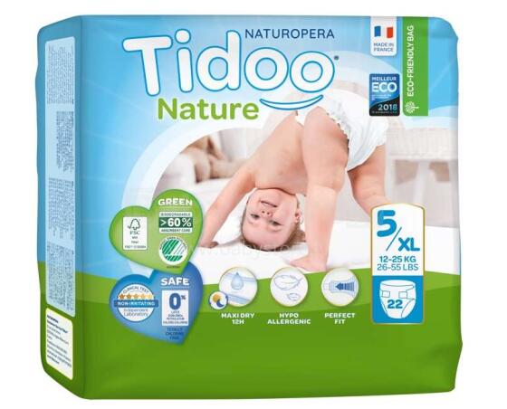 Tidoo Nature Art.142570 Ökoloogilised mähkmed XL suurus 11-25kg, 22 tk.