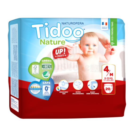 Tidoo Nature Pants Art.142613 Ökoloogilised mähkmepüksid M suurus 8-15 kg, 20 tk.