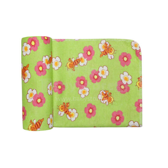 UR Kids Flannel  Art.143981 Bees Green Фланелевая пеленка для малышей 75x90 cm