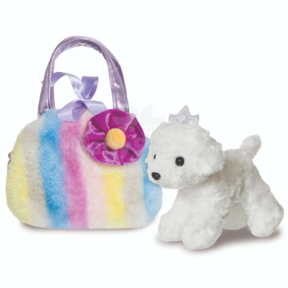 AURORA Fancy Pals pehme mänguasi triibuline kandekott koeraga, 20 cm