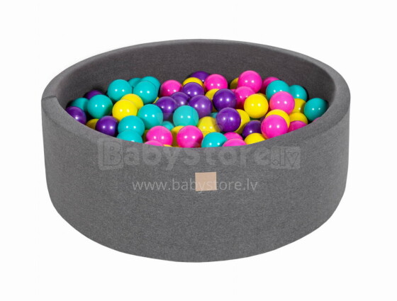 MeowBaby® Color Round Art.1017886 Dark Grey Бассейн сенсорный сухой с шариками(200шт.)