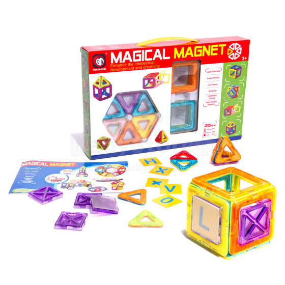 Ikonka Art.KX9679 Värvilised magnetplokid MAGICAL MAGNET 20 PUH