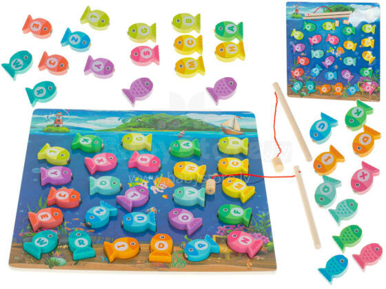 Ikonka Art.KX5954 Montessori puidust kala kalapüügimagneti mäng
