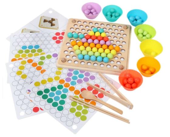 Ikonka Art.KX5675 Hariduslike montessori helmepallide mosaiikpuzzle 77el.