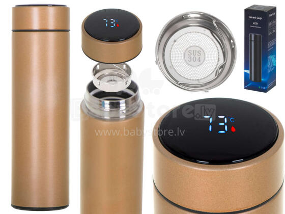 Ikonka Art.KX6358_4 Thermos kruus smart LED 500ml kuldne