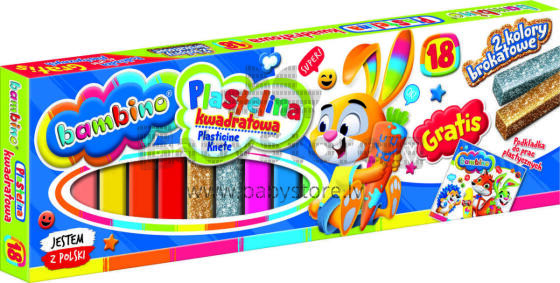 Ikonka Art.KX5482 BAMBINO Plasticine square 18 colours