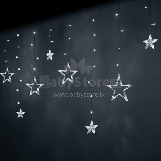 Ikonka Art.KX5248_1 LED zvaigžņu aizkaru apgaismojums 2,5 m 138LED auksti balta