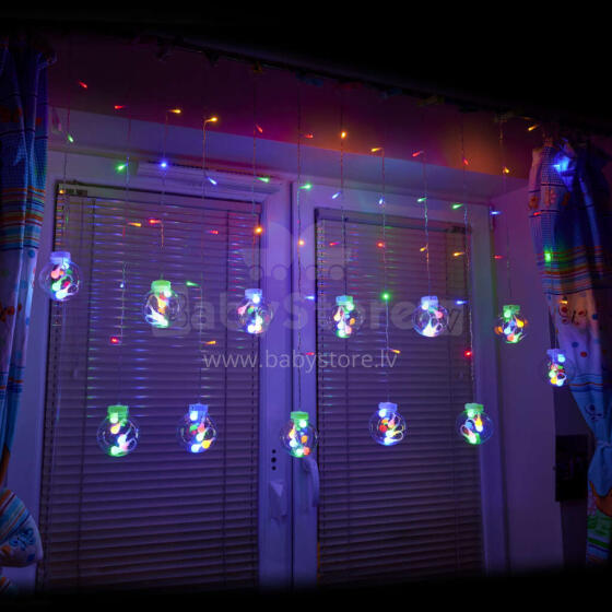 Ikonka Art.KX5245_1 LED curtain lights hanging balls 3m 108LED multicolour