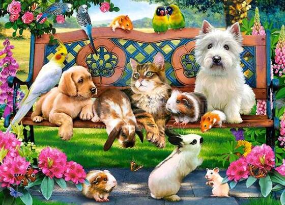 Ikonka Art.KX4800 CASTORLAND Puzzle 180el. Lemmikloomad pargis