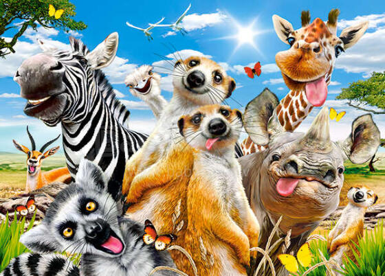 Ikonka Art.KX4798 CASTORLAND Puzzle 260el. Aafrika Selfiey - Aafrika loomad