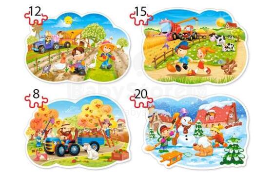 Ikonka Art.KX4794 CASTORLAND Puzzle 4in1 Neli aastaaega - Neli aastaaega