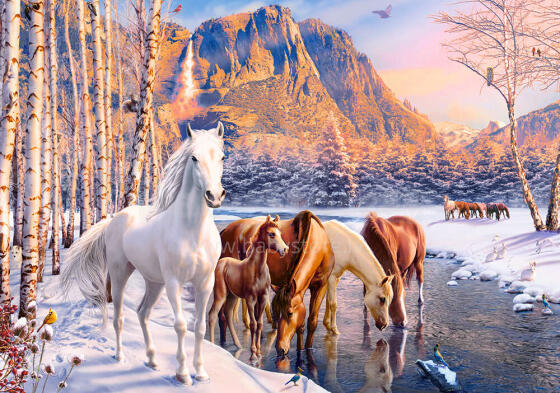 Ikonka Art.KX4783 CASTORLAND Puzzle 500el. Winter Melt - Hobuste talvine maastik