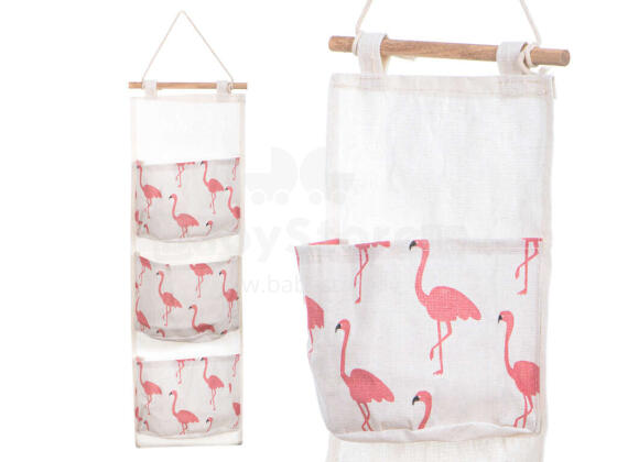 Ikonka Art.KX7970_1 Hanging toy organiser pink flamingo