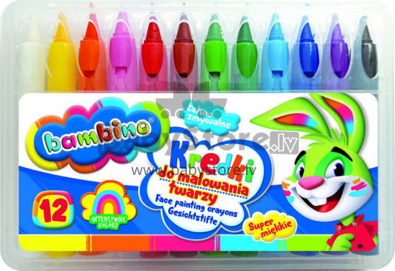 Ikonka Art.KX5479 BAMBINO näomaalingupliiatsid 12 värvi
