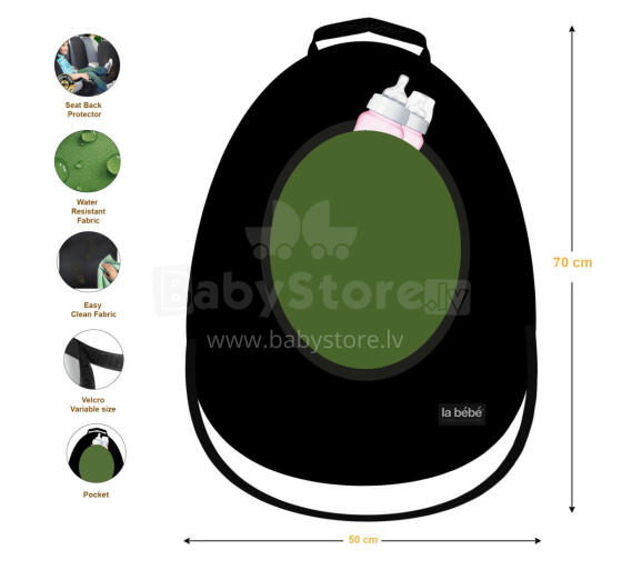 La bebe™ Car Seat Back Protector Avocado Art.148757 Black Cover me with Love and Avocuddle