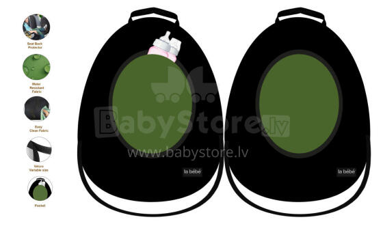 La bebe™ Car Seat Back Protector Avocado Art.148757 Black Cover me with Love and Avocuddle