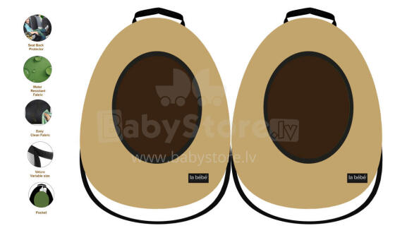 La bebe™ Car 2-Seat Protectors Set Avocado Art.148787 Neutral Cover me with Love and Avocuddle