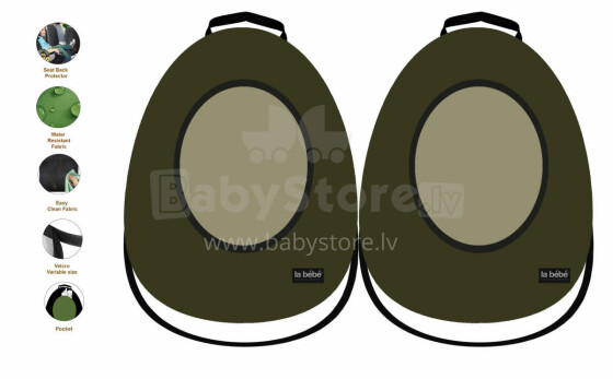 La bebe™ Car 2-Seat Protectors Set Avocado Art.148790 Green Защитные чехлы для сидения (для спинки автомобильного сидения)