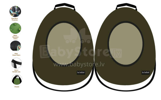 La bebe™ Car 2-Seat Protectors Set Avocado Art.148790 Green Cover me with Love and Avocuddle