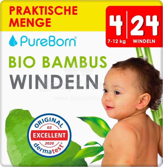 Pureborn Organic Bamboo Art.121313 Ökoloogilised aluspükste mähkmed
