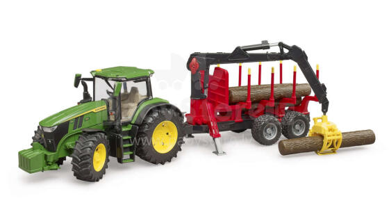 BRUDER Art.03154 traktor John Deere 7R 350 metsahaagise ja 4 palgiga