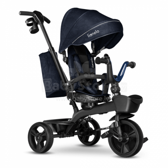 Lionelo Kori Art.150625 Blue Navy Käepideme ja katusega laste kolmerattaline jalgratas