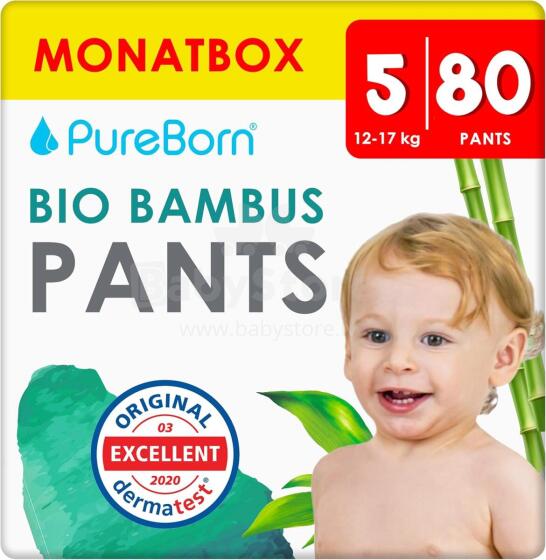 Pureborn  Organic Bamboo Art.151624 Ökoloogilised mähkmed suurus 5, 12-17 kg